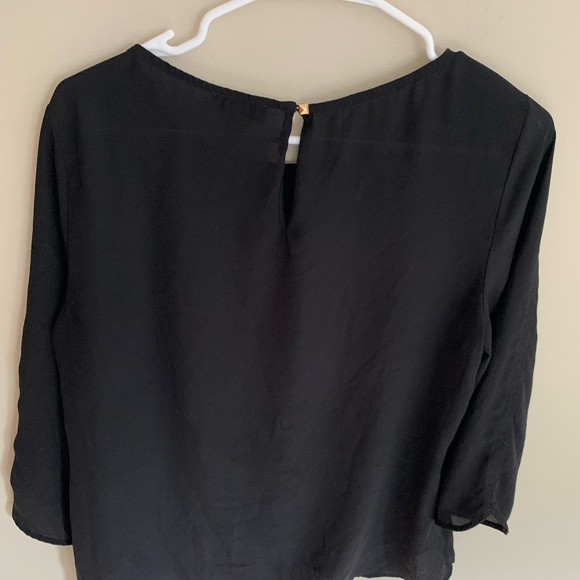 The Limited Sheer 3/4 Sleeve Black Blouse Size L - Picture 3 of 4
